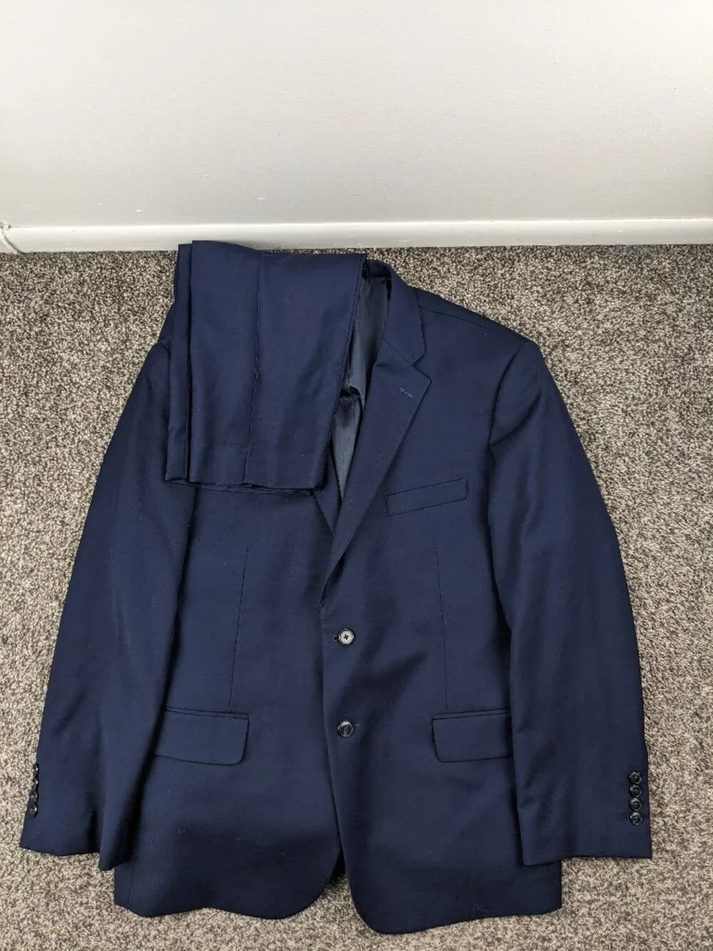 NWT Joseph Abboud 44S Suit Wool Blend Stretch Navy Blue 38x30 Classic Fit